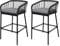 Mendler Lot de 2 tabourets de Bar Rope HWC-O22, Tabouret de Bar, Outdoor Assise rembourrée Corde tressée métal - Anthracite, Coussin Gris Clair