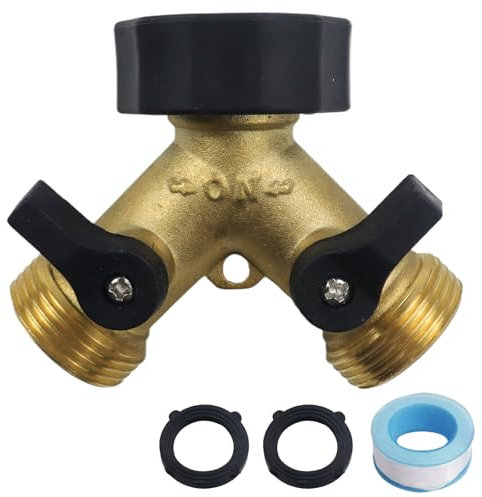 PIWOSGOL Robinet Double Machine a Laver 2-Voies Y-Distributeur De 3/4 en Y Répartiteur de Robinet de Jardin en Laiton pour Machine à Laver, Cuisine, Jardin