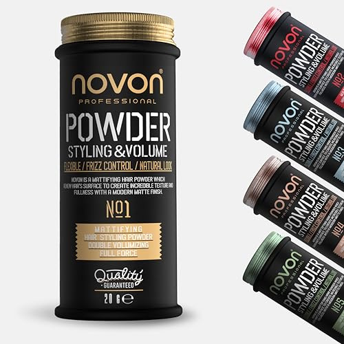 Novon Professional Styling Powder | Haarpuder für Volumen und Textur | Für ein mattes Finish ohne Glanz | 20 g Volumenpulver für Männer und Frauen | Einfache Anwendung für flexible Stylings
