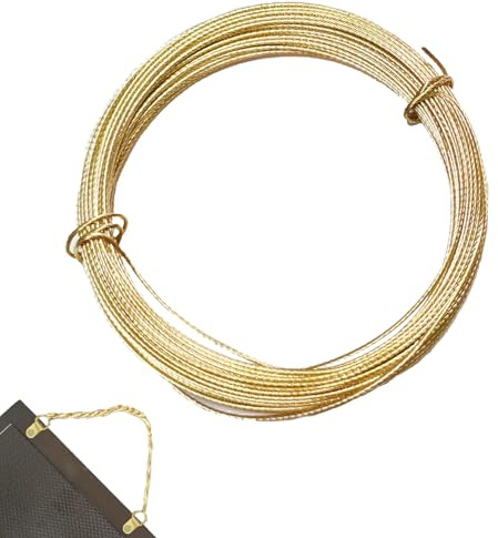 32.5Feet(10m) Brass Picture Hanging Wire, 0.7mm,Heavy Duty Metal Braided Picture Wire for Photo Frame Mirror Artwork Clock