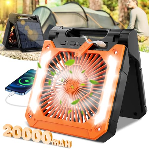 Innopower 20000mAh Camping Ventilador con Luz LED y Temporizador, Ventilador Camping Recargable, 3 Velocidades Ventilador USB Silencioso, Ventilador de Mesa pare Viaje Picnic Pesca Oficina