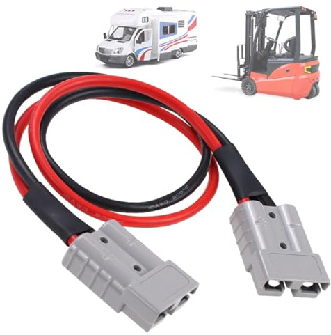SSCYHT Connecteur Anderson 50 A avec câble Connexion 10 AWG Câbles de Prise pour Chariots élévateurs électriques pour Batteries au Lithium Câbles de Charge à Double tête,0.5m Cable 1pcs