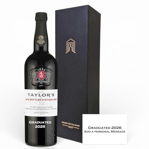 Taylor's Port Gift Set – Late Bottled Vintage Port 75cl in Branded Gift Box – Graduation 2026 Engraved - Classic Wine Present for Any Occasion