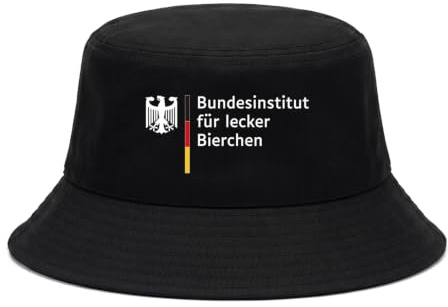 Bluelves Fischerhut Damen, Anglerhut Herren, Lustige Hüte für Festival Accessoires, Schwarz Mallorca Sommerhut mit Spruch, Malle Bucket Hat Festivalhut für Herren Damen