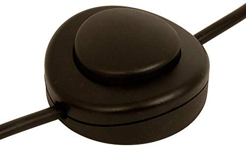 Interruptor de pie ElekTek para instalación en línea. 2 amperios. Grande, de 65 mm de diámetro - Uso con cable flexible de 2 o 3 núcleos - Colores Negro