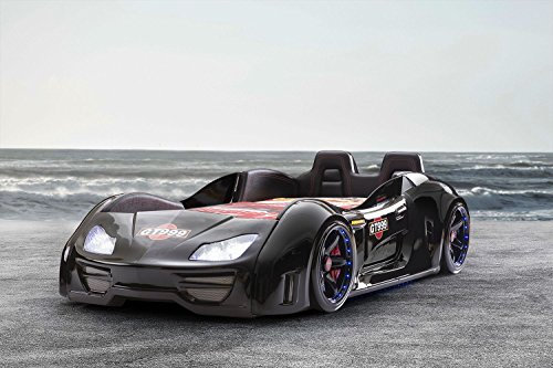 Autobett GT999 Extreme Schwarz Vollausstattung Kinderbett Jugendbett mit Türren LED