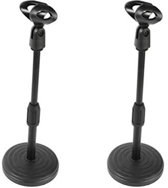 Healifty 2pcs Desktop Microphone Stand Desk Mic Stand Adjustable Table Mic Stand Desktop Tabletop Microphone Stand for Meeting Lectures Podcasts