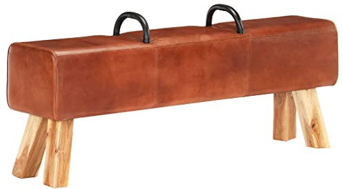 vidaXL Vintage Turnbock-Bank mit Griffen Echtes Ziegenleder