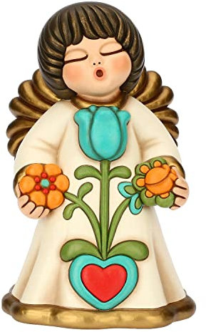THUN, Angelo in Ceramica Decorata a Mano di Dimensione Grande, Line Thun Heritage, 22x21,4x34 cm h