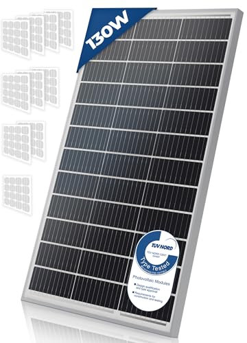 Solarpanel Monokristallin - 130 W, 18 V für 12 V Batterien, Photovoltaik, Ladekabel, Silizium - Solarzelle, Solaranlage für Wohnwagen, Camping, Balkon, Gartenhäuser, Solarmodul