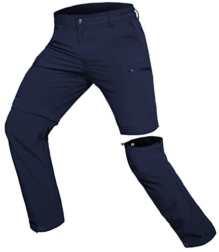Hiauspor Wanderhose-Herren-Zip-Off-Outdoorhose-Sommer-Leicht-Trekkinghose-Atmungsaktiv-Schnell-Trockend-Funktionshose-Softshellhose-mit-5-Tiefe-Taschen (M, Navy)