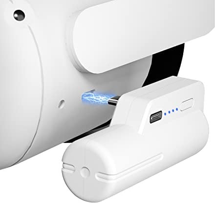 Saqico Battery Pack for Oculus Quest 2, 5000mAh Head Strap Battery Pack Compatible with Oculus/Meta Quest 2 and Quest, Lightweight and Portable VR Extend Power Accessories for Extra 2-4H Playtime