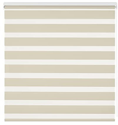 Estoralis | Vera | Doppelrollo Keine Kassette | Doppelter Stoff, Tag und Nacht | Farbe - Beige | 145 x 180 cm. (Breite/Höhe) Stoffgröße 142 x 175 cm. | Rollos für Fenster und Türen