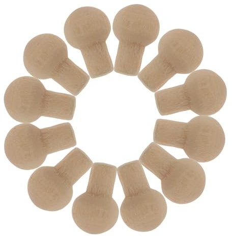 12PCS Mini Wooden Drawer Handles - Tiny Furniture Knobs for Dollhouse, DIY Mini House Accessories, Khaki, 0.24 X 0.16 X 0.16 Inches