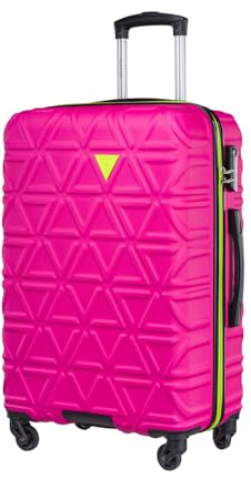 PUCCINI Koffer California Hartschalenkoffer Trolley Leicht Reisekoffer mit 4 Rollen M-L-XL (Rosa, L)