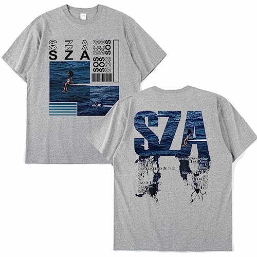 2023 Neue Musik Album SOS SZA Grafik Druck T-Shirt Männer Frauen Mode Vintage T-Shirts Hip Hop Harajuku T Shirt Tops Gray,M