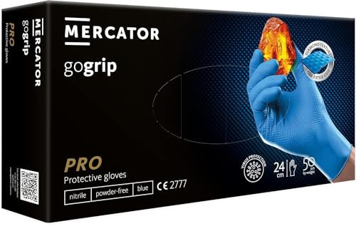 GEGRIP Einweghandschuhe, Einmalhandschuhe extra stark, Nitrilhandschuhe , 3x dicker, Handschuhe Einweg mit Diamant Grip, Arbeitshandschuhe,Industrie&Montage, versch. Farben,50 Stk/Box (Blau, XXL)