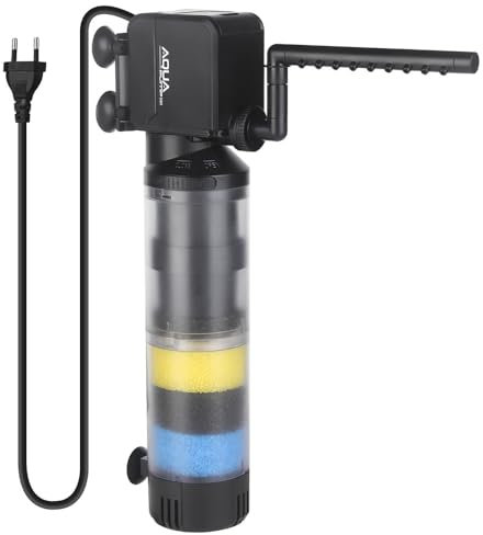 ITIY 20W 1200L/H Unterwasser-Aquarien-Innenfilter, Einstellbarer Aquarium-Filter mit 6-stufiger Filtration & 4 Belüftungsmodi & 5 Saugnäpfen für 150-1000L Aquarien