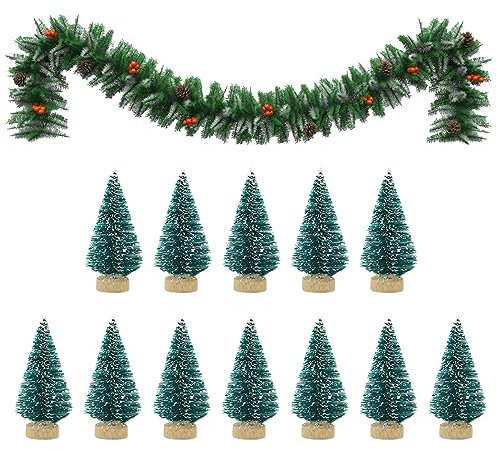 Geteawily Weihnachtsbaum Deko Klein Tannenbaum Miniatur Tanne Mit Schnee-Effek Grün Christbaum Weihnachtsdeko Christbaum Für Weihnachtsdeko, Tischdeko, Schaufenste