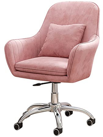 Home-Office-Schreibtischstuhl, Verstellbarer Drehstuhl, gepolsterter Stuhl mit Rollen und Armlehnen für Schlafzimmer, Klassenzimmer und Schminkzimmer (Pink)