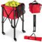 GOPLUS Tenniswagen klappbar, tragbarer Ballwagen mit Tragetasche, Tennisballwagen aus Aluminium & Oxford-Stoff bis 30kg Belastbar, Ball Basket für Tennisball, Badminton & Baseball (Rot)