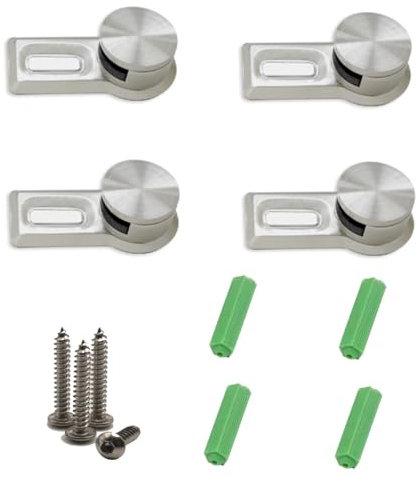 CuiCanfla Lot de 4 supports de serrage en alliage de zinc pour miroir en verre solide et verre acrylique, tableaux d'art mural, 4 vis en acier inoxydable et 4 ancrages muraux