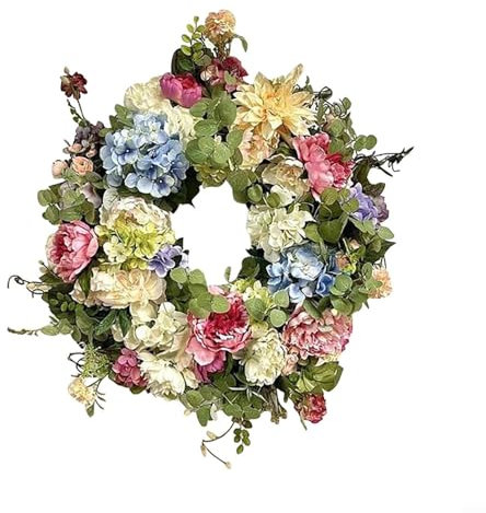 Sileduove Türkränze, künstliche Pfingstrosen, Hortensien, Blumen, Haustür, künstliche Frühlingsgirlande für Heimdekoration