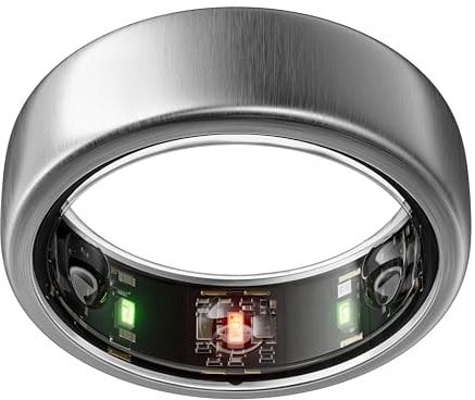 OURA Gen3 Horizon Smart-Ring - Größe 6, Brushed Titanium | Wearable für Schlaf-, Herzfrequenz- und Fitnesstracking - Bis zu 7 Tage Akkulaufzeit - iOS/Android - Bestimme Deine Größe vor dem Kauf