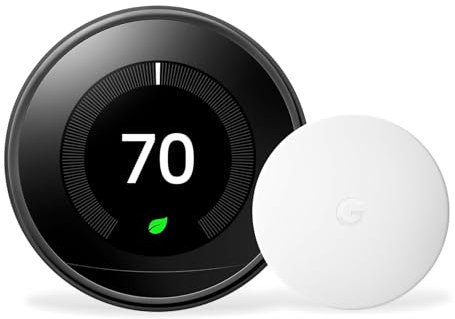 Google Nest Learning Thermostat (3. Generation) (T3018-US) mit Nest-Temperatursensor (T5000SF) (Spiegelschwarz)