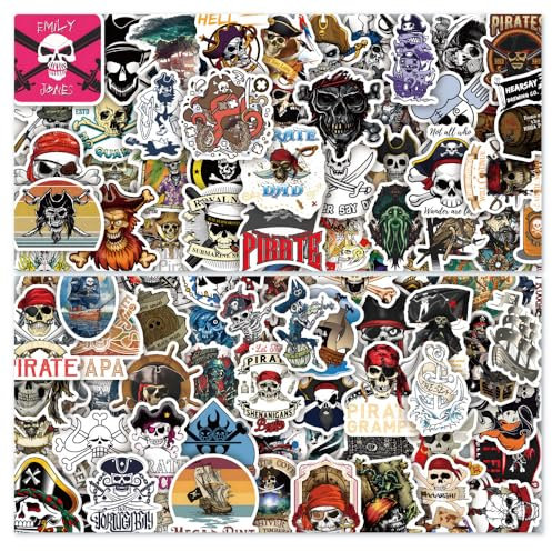 100 Stück Piraten Aufkleber Auto Laptop Telefon Gitarre Skateboard Motorrad Fahrrad Piraten Stickers Set Vinyl Wasserdicht Aesthetic Aufkleber für Jugendliche Kinder Erwachsene
