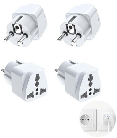 GZGXKJ 4 Stück Reiseadapter, Universal Adapter Weiß Adapter Reisestecker Adapter Usa Deutschland Stecker China Adapter für USA Uk Thailand Schweiz Italien