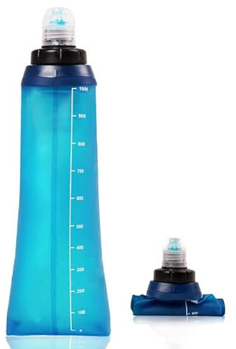SISKEYCOOC Tragbare Wasserfiltertasche, 1,0 l, für den Außenbereich, zusammenklappbarer Wasserfilter, perfekter Begleiter für Campingausflüge, Wandern, Trailrunning, Radfahren, Ausflüge (blau)