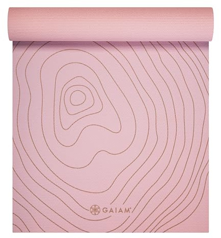 Gaiam Yogamatte - Premium 6 mm bedruckt extra dick rutschfest für alle Arten von Yoga, Pilates und Boden-Workouts (L x B x T): 172 cm x 61 cm x 6 mm