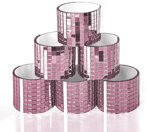 Art3dwallpanels Self-Adhesive Mosaic Tiles, Square Glass Mirror, Mosaic Tiles, Mirror for DIY Craft Decoration – Barbie Pink, Pack of 6