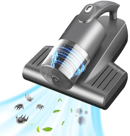 15Kpa Mattress Vacuum Cleaner, 2000mAh Handheld Bed Vacuum Cleaner, 57000RPM Cordless Handheld Vacuum, Dust Mite Remover Vacuum with UV C Light, Ultrasonic for Bed Sofa