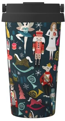 SamLng Women's Nutcracker Ballet Xmas Dance Carry Insulated Coffee Mug - with Handle Travel Tumbler High Capacity for Home, Office, and On-The-Go