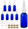 GIVAMEIHF Nasal Spray Bottle 8Pcs1oz (30ml),Empty Nose Spray Bottle,Glass Nasal Spray Bottles with Funnel, Dropper,Label,Cobalt Blue Glass Press Spray Head Refillable Portable Fine Mist Travel Bottle