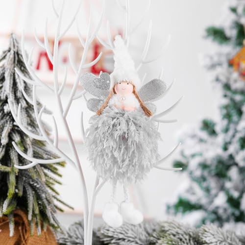 Entzückender Plüsch-Weihnachtsengel für Bäume und Partydekorationen (grau)