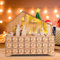 Xmas Holz Adventskalender Holz Adventskalender mit LED-Lichtern 24 Aufbewahrungsschubladen zum Selbstbefüllen Countdown für Kinder Weihnachten Urlaub Dekoration (A)