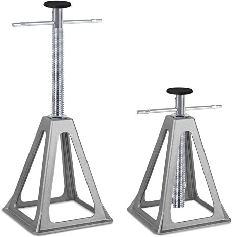 SUBTLETY Aluminium Stützböcke Set Manuelles Auto Tretlager 28-43cm Höhenverstellbar Unterstellböcke Alu Hebebühnen mit Griff Wohnmobil Ständer Belast bis 1T Wohnwagen für KFZ Anhängern (2 Stück)