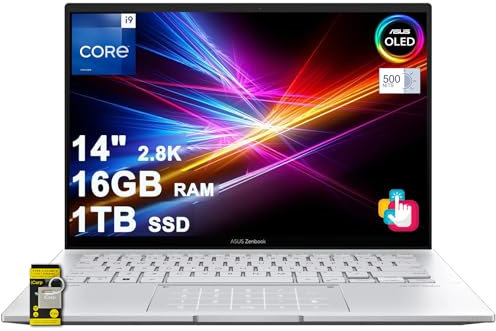 ASUS Zenbook 14 OLED Business Laptop 14 2.8K 2880x1800 Lumina OLED Touch (500nits, 100% DCI-P3) Intel 14-core i9-13900H 16GB RAM 1TB SSD Fingerprint Backlit Thunderbolt Harman/kardon Win11 w/ICP Hub