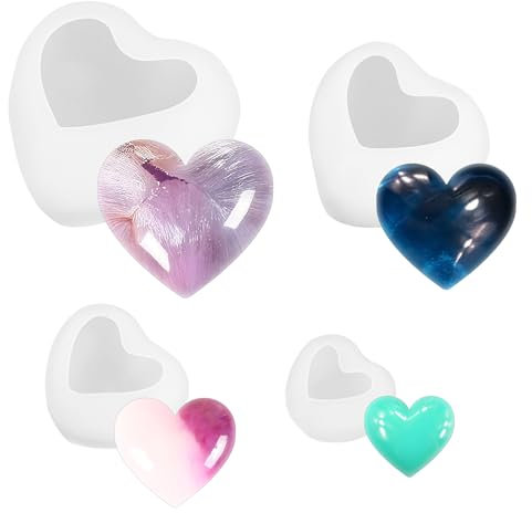 4 Pezzi Stampi in Silicone a Forma di Cuore,Stampo in Silicone per Resina a Forma di Cuore, per Candele,gelatina,cioccolato Stampi In Silicone per Candele