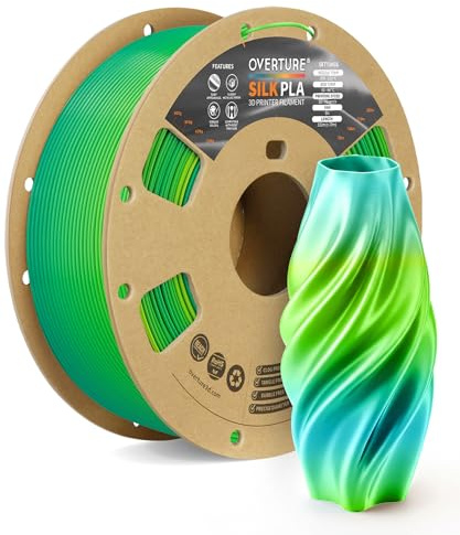 OVERTURE Silk PLA Filament 1,75 mm Tropic, 1kg | Mehrfarbig | Farbenreich • Seidige • Kaschiert Schichtlinien • Gleichmäßige Extrusion • Geringer Verzug • ±0,02 mm • FDM-kompatibel