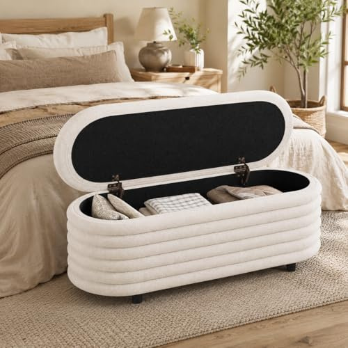 Guyii Bettbank mit Stauraum, Polsterbank für Schlafzimmer, Elegante Sitzbank für Bett, Aufbewahrungsbank mit Kissen, Moderne Sitztruhe für Wohnzimmer und Flur (Modell A)