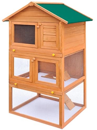 Mokuyary Kaninchenstall Kleintierhaus Hasenstall 3 Ebenen Holz Kaninchenstall Hasenstall mit herausnehmbarer Bodenwanne, Hasenkäfig Kleintierkäfig Kleintiergehege Hasenhaus Meerschweinchenstall