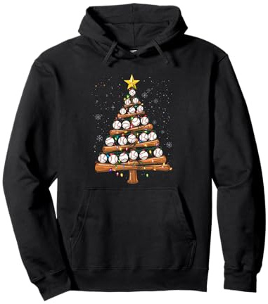Baseball Weihnachtsbaum Licht Xmas Baseball Spieler Jungen Kinder Pullover Hoodie
