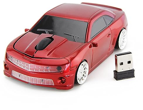 HUSHUI Sport Car Shaped Wireless Computer Mouse High Accuracy Sensor for Gaming and Office, Cool Design, Plastic, 1 Unit (Red)