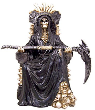 Statue Ruler of the Underworld Sensenmann auf dem Thron, Kunstharz, 26 cm hoch