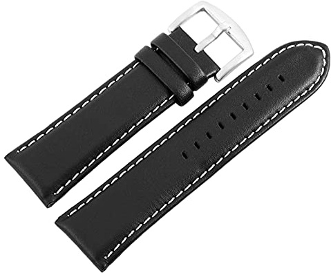 Excellanc-Uhrenarmband Ersatz Echt Leder Dornschließe Breite 26 mm (Stegbreite: 26 mm, schwarz)