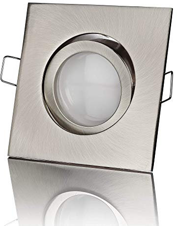 lambado® Premium LED Spots 230V Flach in Edelstahl gebürstet - Hell & Sparsam inkl. 5W Strahler warmweiß dimmbar - Moderne Beleuchtung durch zeitlose Einbaustrahler/Deckenstrahler
